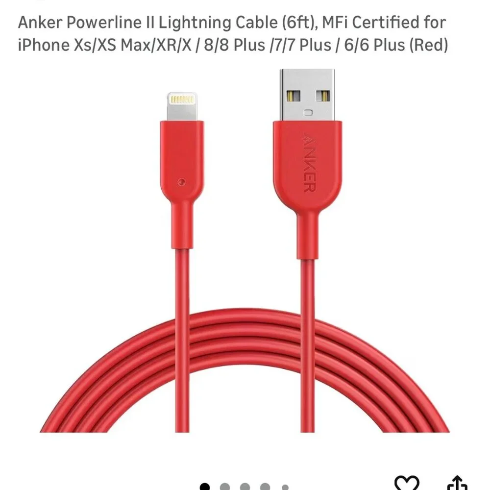 Anker Iphone Charger Powerline II Lightning Cable 6ft